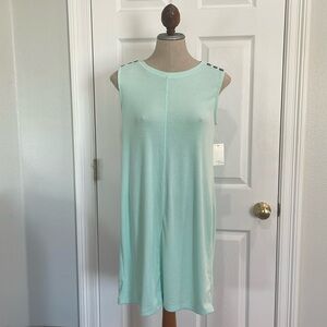 Ava James sleeveless shift dress Green ribbed pullover stretch women size M nwts